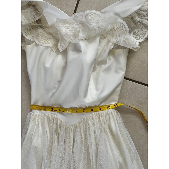 Lace Dress Boho Cottage Core Prairie renaissance fairy Bell sleeve S 1970s - Picture 11 of 12